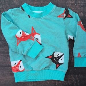 Teal Fox Print Kids Sweatshirt
